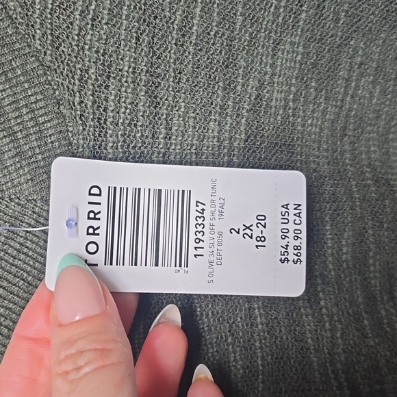 Torrid Slub Pullover Tunic V-Neck Cold Shoulder Sweater Fall 2x NWT NEW olive - Picture 9 of 11